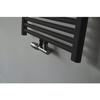 Riko Thermostat-Unterblock-Set, winklig-links, Gebürsteter Stahl