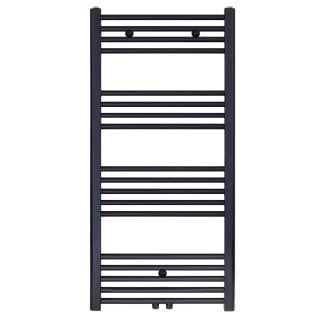 120x60 cm - 775 Watt - Ecorad Badheizkörper - Matt Schwarz (RAL9005) - Universal-6 Anschlüsse