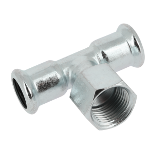 Bonfix Stahlverzinkt Press x Innengewinde x Klemm T-Stück (Heizung) | 15 x 1/2 x 15