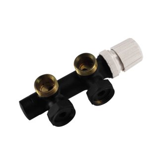 Thermostat-Unterblock 3/4", winklig-rechts, Matt Schwarz