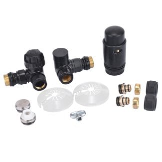 Riko Luxuriöses Thermostat-Anschlussset, winklig verdreht links, Matt Schwarz