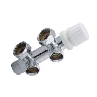 Thermostat-Unterblock 3/4", winklig-links, Chrom