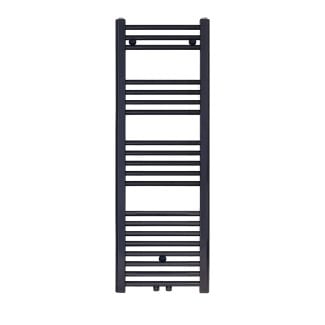 120x40 cm - 550 Watt - Ecorad Badheizkörper - Matt Schwarz (RAL9005) - Universal-6 Anschlüsse