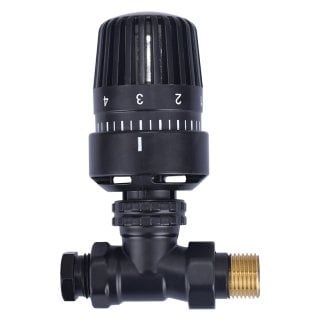 Thermostat-Heizkörperventil 1/2" x 15 mm, gerade, Matt Schwarz