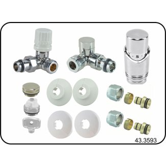 Riko Luxuriöses Thermostat-Anschlussset, winklig verdreht links, Chrom