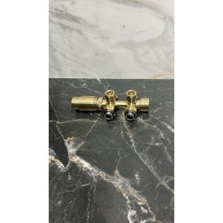 Goldfarbenes Anschlussset, Eckform, für Heizkörper mit Unteranschluss