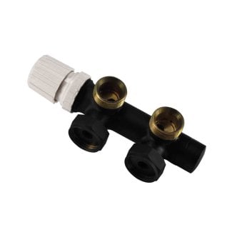 Thermostat-Unterblock 3/4", winklig-links, Matt Schwarz