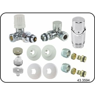 Riko Luxuriöses Thermostat-Anschlussset, winklig verdreht rechts, Chrom