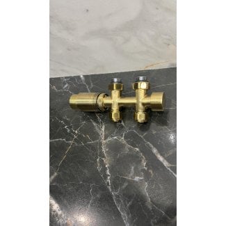 Goldfarbenes Anschlussset, gerade Ausführung, für Heizkörper mit Unteranschluss