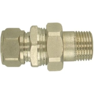 Heizkörperkupplung 3-teilig 1/2" x 15 mm Klemm, gerade, vernickelt