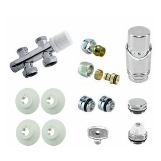 Riko Komplettes gerades Bodenanschlussset 16x2,0 mm + 15 mm Klemmring, Chrom