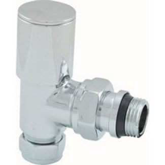 Luxus Heizkörperventil 1/2" x 15 mm (M22) Klemm, winklig, Chrom