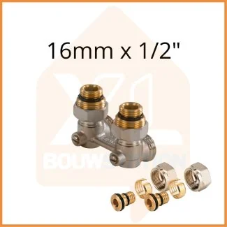 Zweirohr - Hahnblock in Eckform 16mm x 1/2''