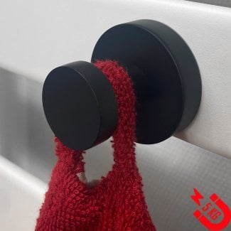 BSXL Magneet-Line Schwarz – Magnetischer einzelner Handtuchhaken – großer Knopf
