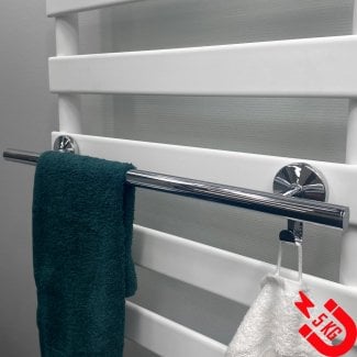 BSXL Magnetisches 400 mm Handtuchregal mit Haken für Heizkörper – Chrom