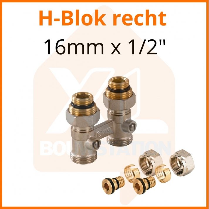 Zweirohr - Hahnblock in Durchgangsform 16mm x 1/2''