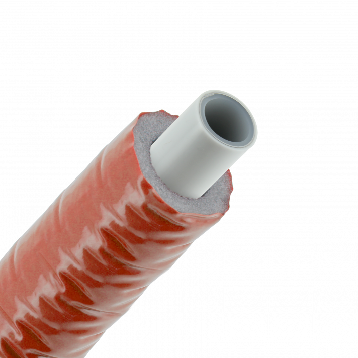 Bonfix Alu-Press Mehrschichtverbundrohr isoliert | Rot | 26 x 3.0 | Rolle 50 meter