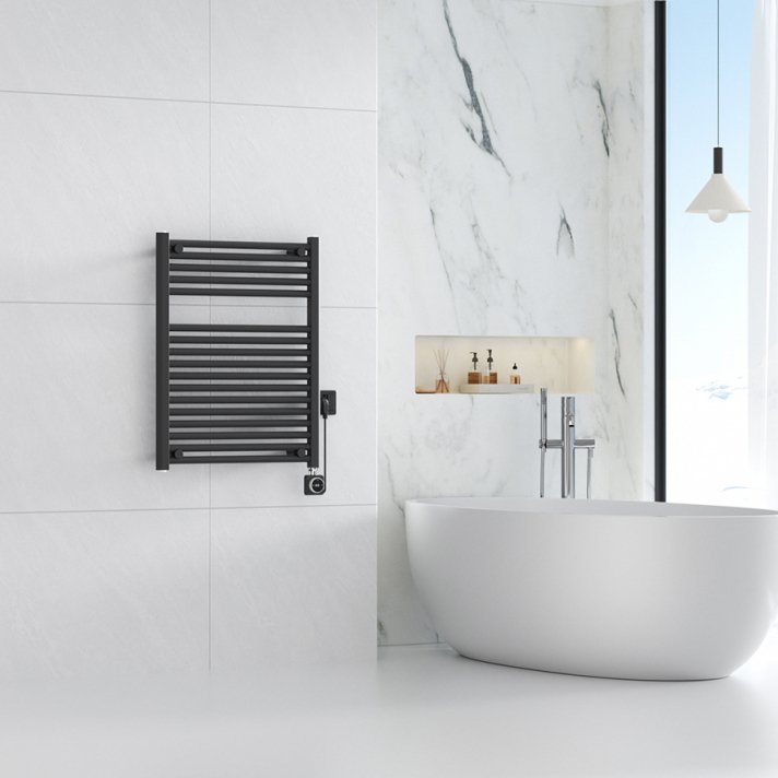 Elara Elektrischer Heizkörper Smart WiFi 76,6 x 60 cm Matt Schwarz