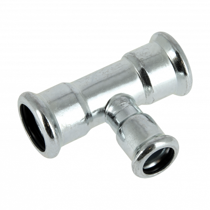 Bonfix Stahlverzinkt Press T-Stück reduziert (Heizung) | 35 x 28 x 28