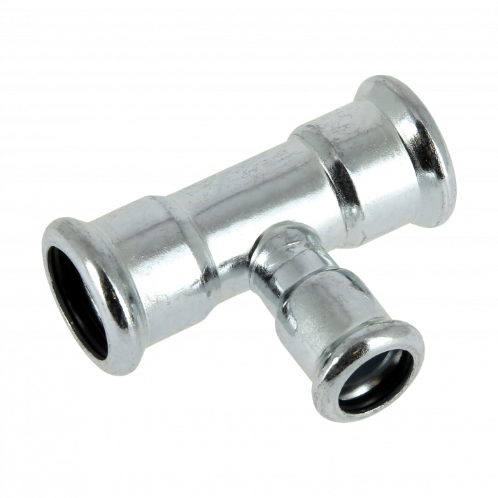 Bonfix Stahlverzinkt Press T-Stück reduziert (Heizung) | 28 x 15 x 22