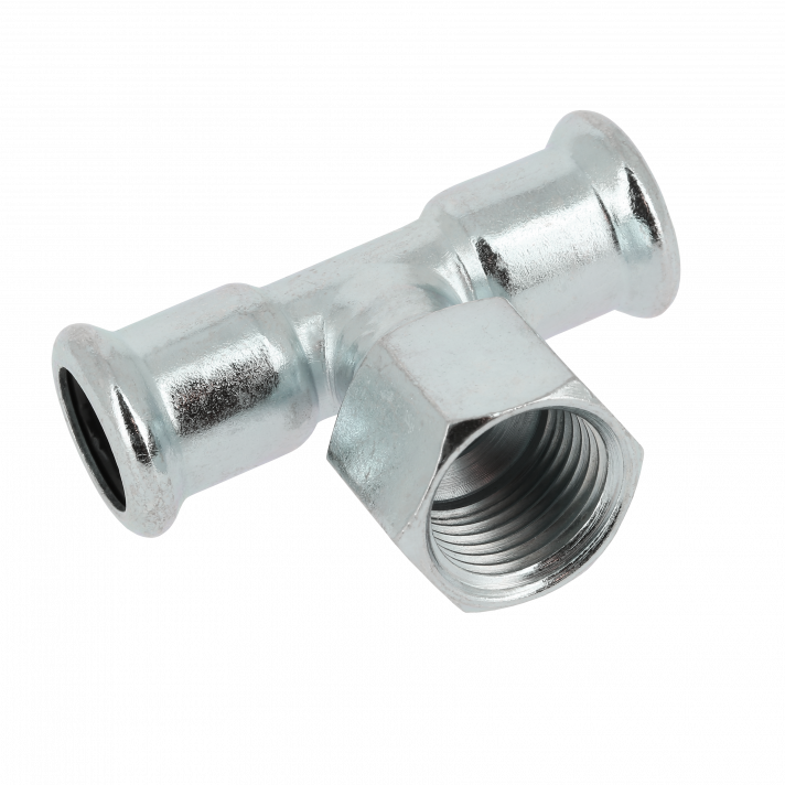 Bonfix Stahlverzinkt Press x Innengewinde x Klemm T-Stück (Heizung) | 15 x 1/2 x 15