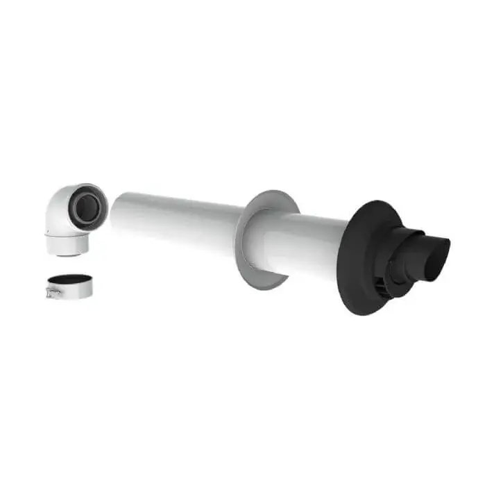 Konzentrische HR PP Wanddurchführung Länge 765 mm / Ø60/100 mm mit 90°-Bogen