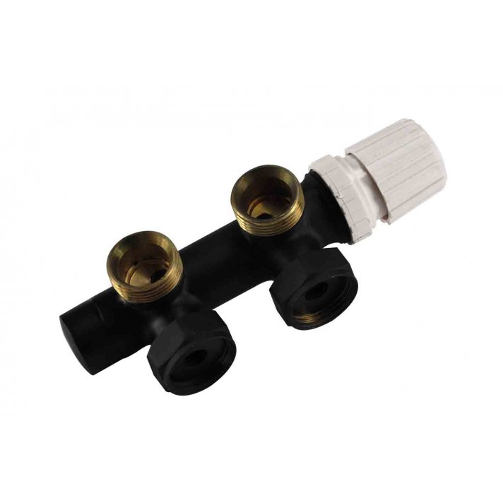 Thermostat-Unterblock 3/4", winklig-rechts, Matt Schwarz