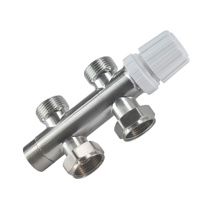 Thermostat-Unterblock 3/4", gerade, Gebürsteter Stahl
