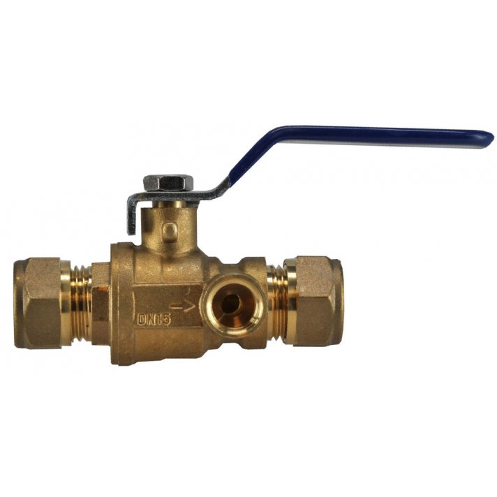 Riko Wasser-Kugelabsperrhahn 12 mm Klemm x Klemm mit Entleerung