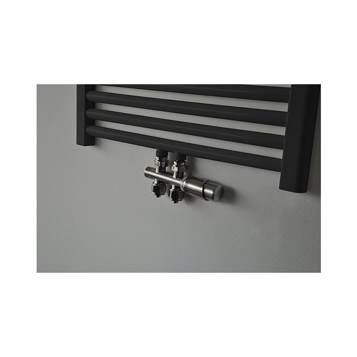 Riko Thermostat-Unterblock-Set, gerade, Gebürsteter Stahl