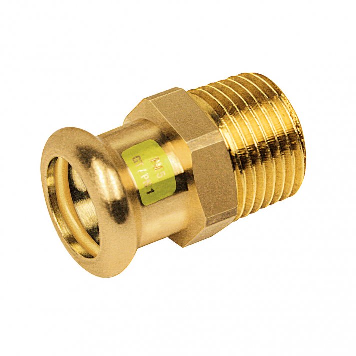 Bonfix Rotkupfer Außengewinde x Press Anschlussstück (Gas) | 3/8 x 15
