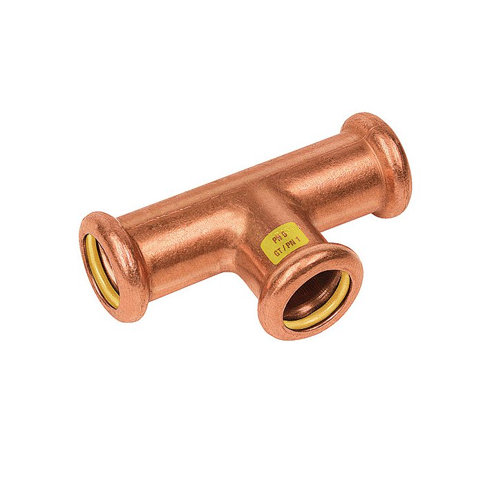 Bonfix Rotkupfer Press T-Stück reduziert (Gas) | 35 x 28 x 35