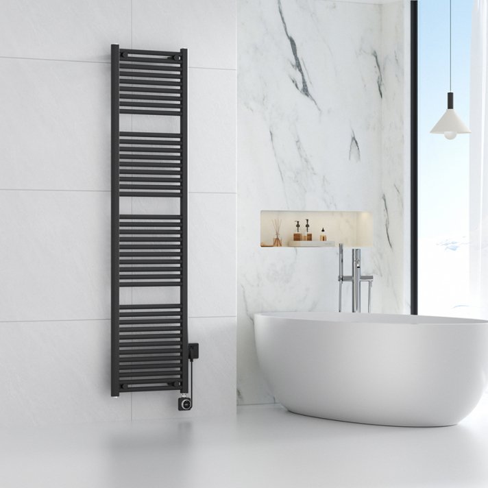 Elara Elektrischer Heizkörper Smart WiFi 181,7 x 45 cm Matt Schwarz