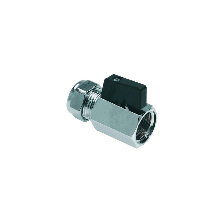 Riko Gasventil mit Hebel 15 mm Klemm x 1/2" Innengewinde, Chrom