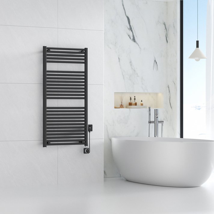 Elara Elektrischer Heizkörper Smart WiFi 118,5 x 60 cm Matt Schwarz