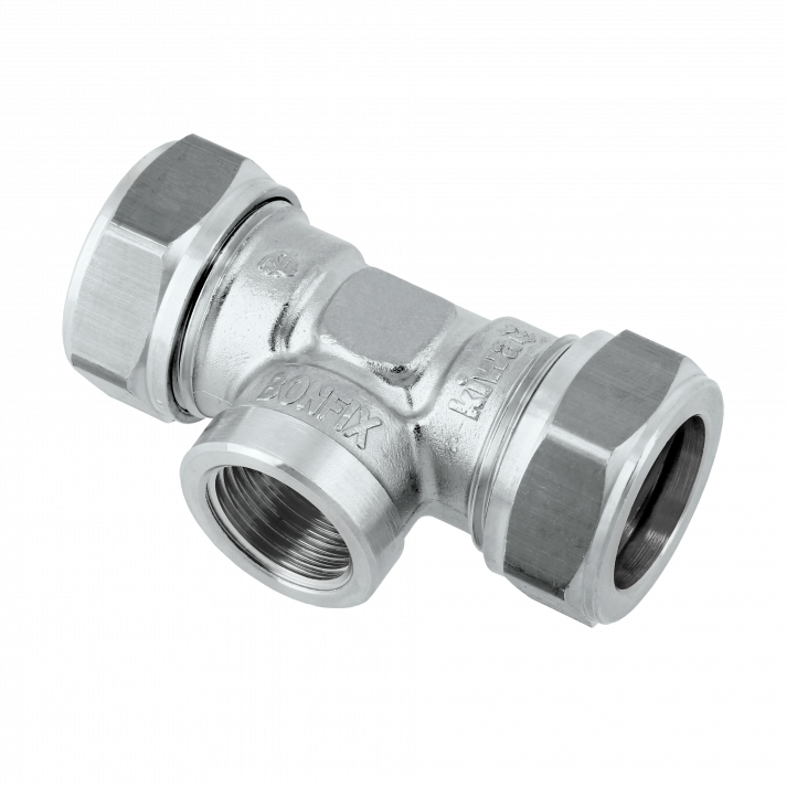 Bonfix verzinnt Klemm x Innengewinde x Klemm T-Stück | 22 x 1/2 x 22