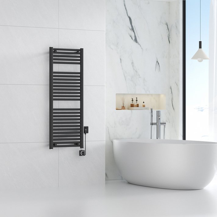 Elara Elektrischer Heizkörper Smart WiFi 118,5 x 45 cm Matt Schwarz