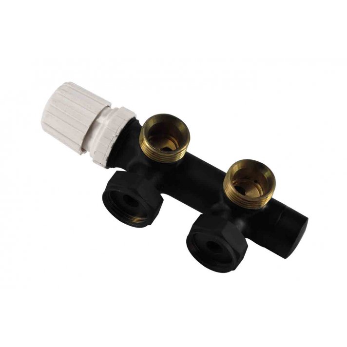 Thermostat-Unterblock 3/4", winklig-links, Matt Schwarz