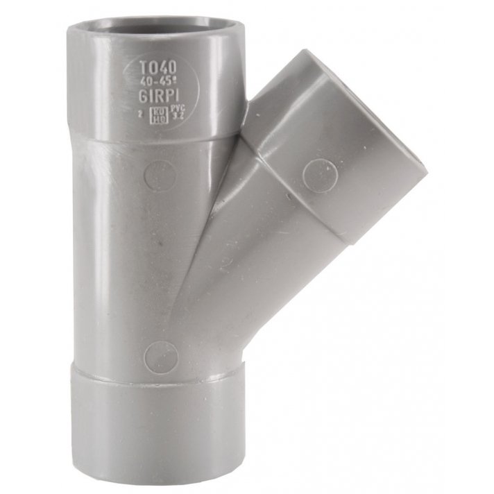 T-Stück 3 x Muffe 50 mm 45 Grad PVC