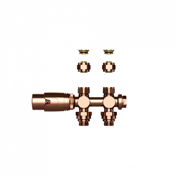 Thermostatventil für Wand- und Bodenanschluss gebürstetes Kupfer 1/2" x 16/2 M3