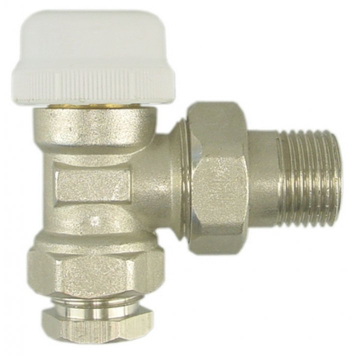 Thermostatventil ohne Kopf 1/2", winklig, inkl. Adapter