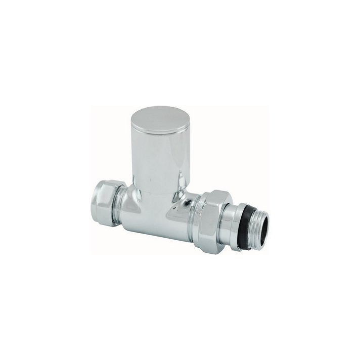 Luxus Heizkörperventil 1/2" x 15 mm (M22) Klemm, gerade, Chrom