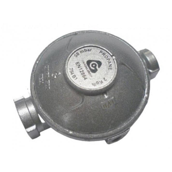 Einstufiger Druckregler 37 mbar, Durchfluss 2 kg/h, 1/4" Innengewinde x 1/4" Innengewinde