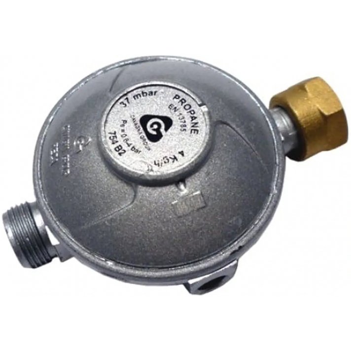 Zweistufiger Druckregler 37 mbar, Durchfluss 10 kg/h, 1/2" Innengewinde x 1/2" Innengewinde