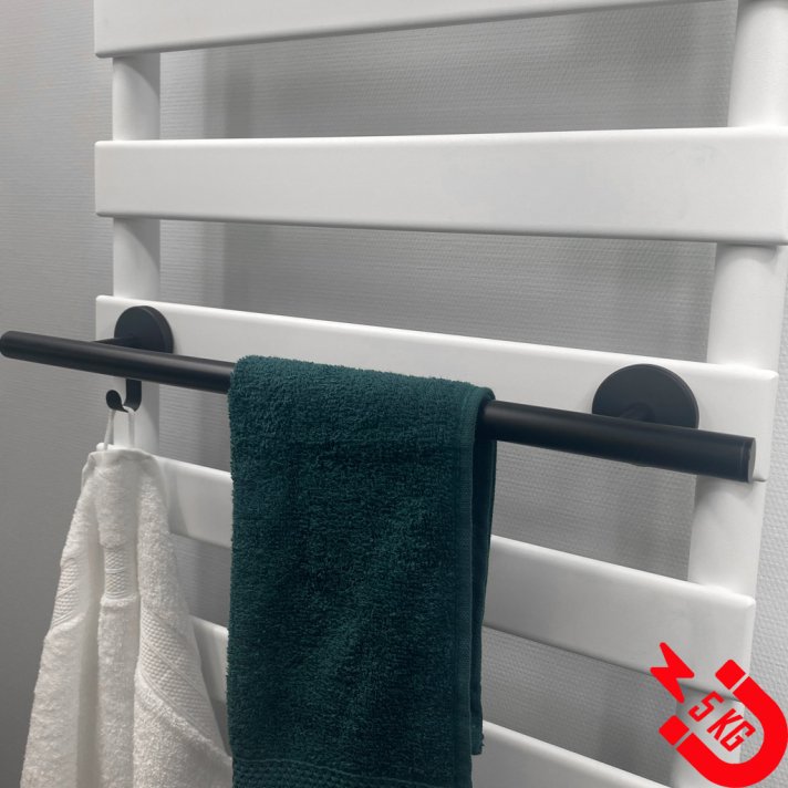 BSXL Magnetisches 500 mm Handtuchregal mit Haken für Heizkörper – Schwarz