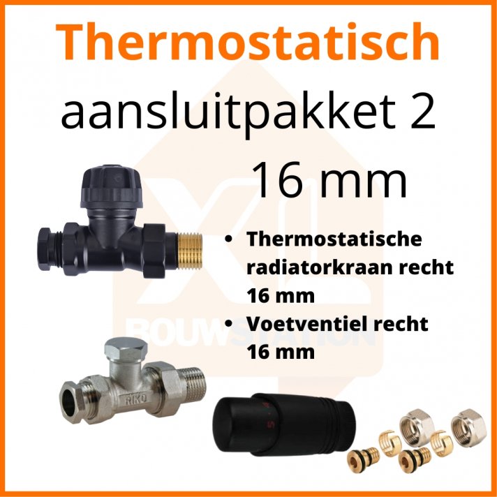 Eco 4 Schwarzes Thermostat-M30-Anschlussset 2 für 16 mm Rohr