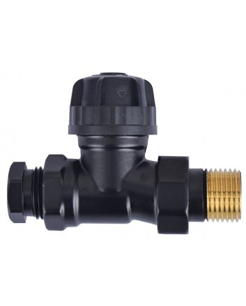 Thermostatventil ohne Kopf 1/2", gerade, inkl. Adapter, Matt Schwarz