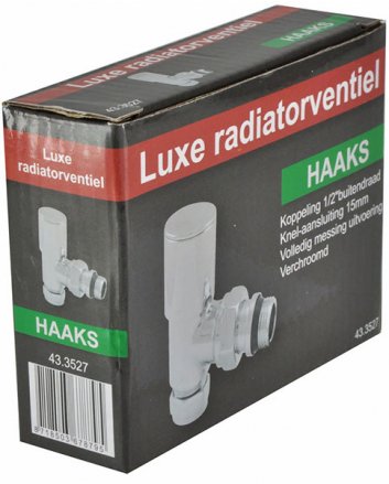 Luxus Heizkörperventil 1/2" x 15 mm (M22) Klemm, winklig, Chrom