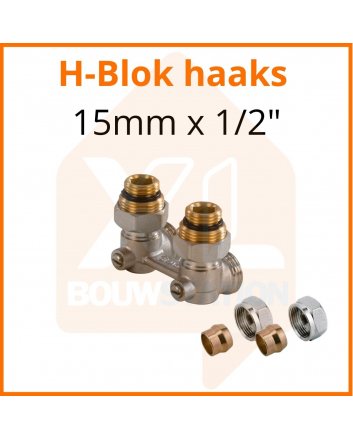 Zweirohr - Hahnblock in Eckform 15mm x 1/2''