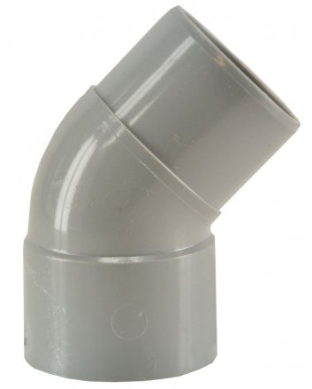 Abflussbogen Muffe 75 mm x Spitzende 75 mm 45 Grad PVC
